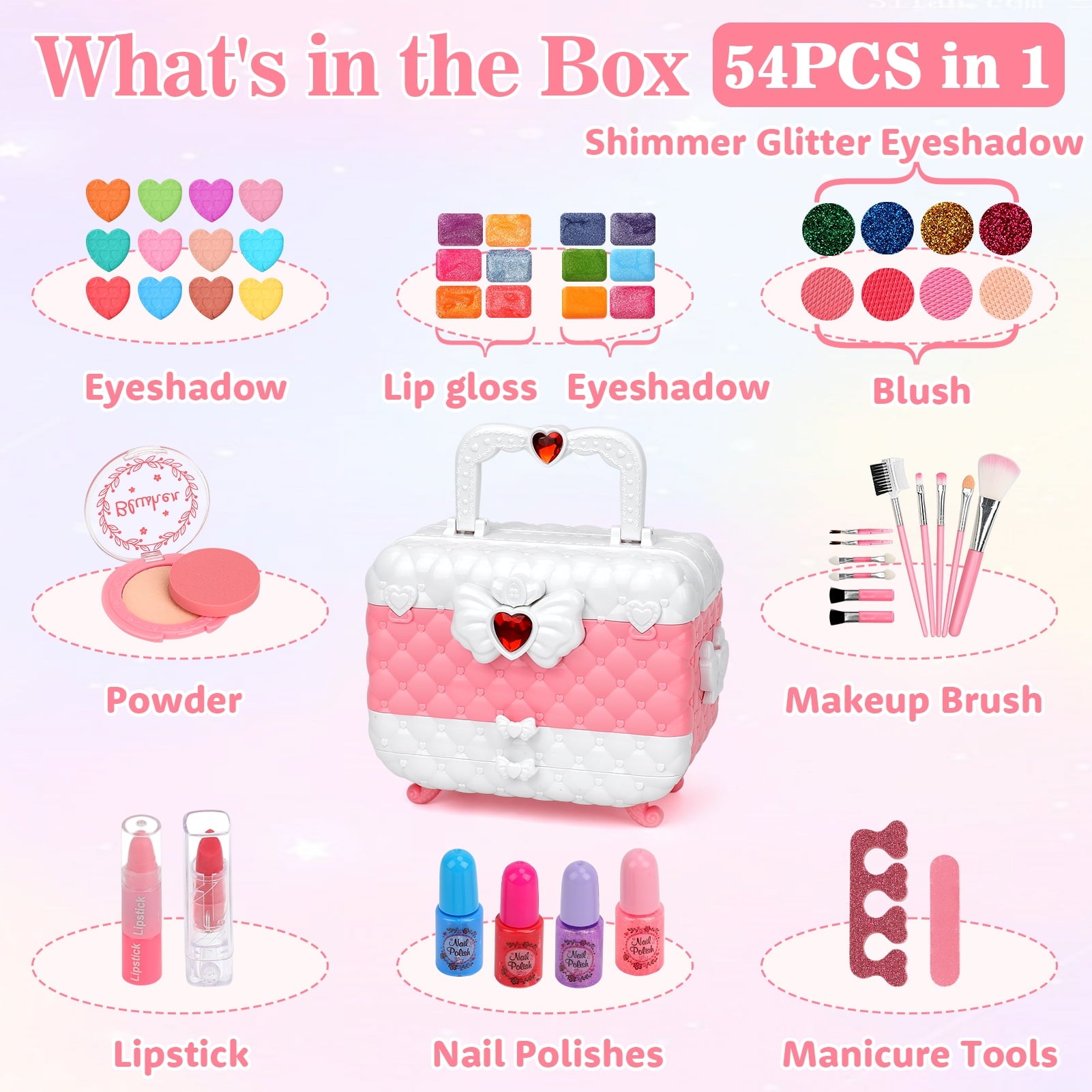 Sendida Washable Kids Makeup Kit for Girls, Princess Toy for Girl Age 3-12 Birthday Gift(Pink)