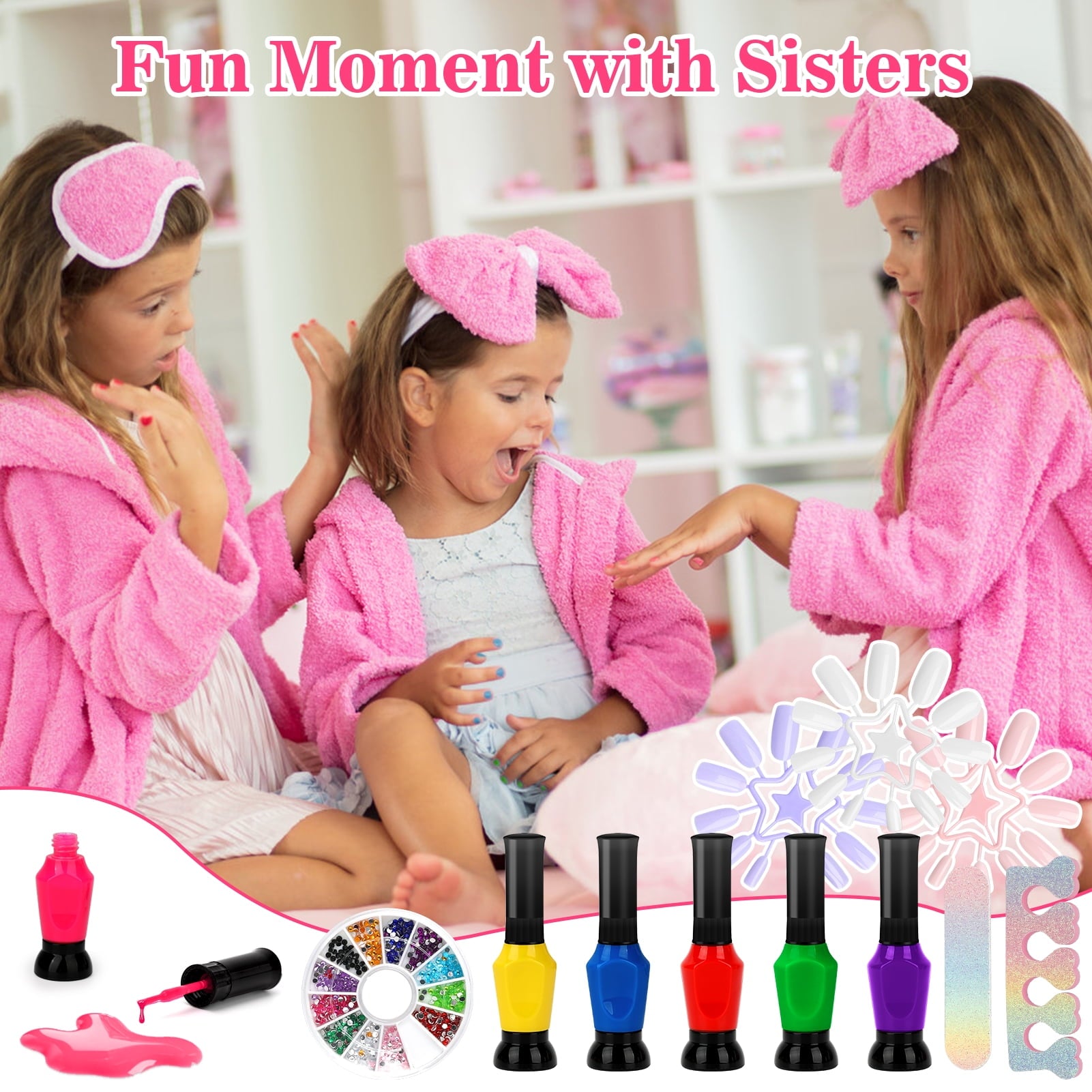 Sendida Kids Nail Art Kit with Dryer & Stickers - Princess Makeup Toys Gift for Girl Ages 3-12