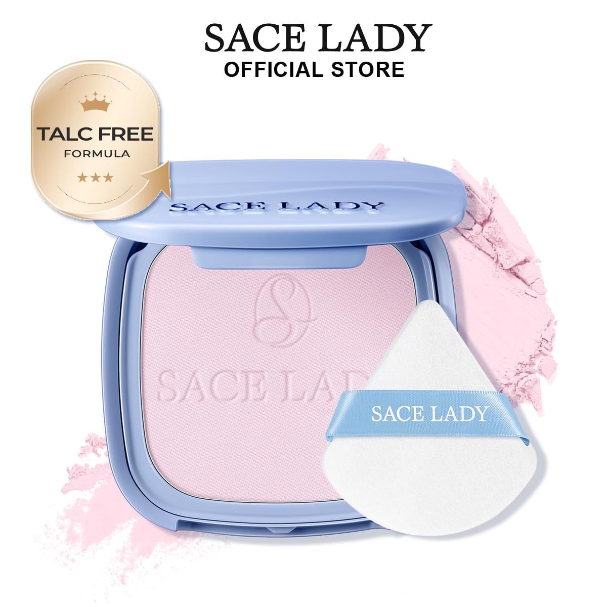 SACE LADY Face Powder Waterproof Setting Makeup, Talc-Free Oil Control Pressed Powder Compact for Women, Blurring Pores Matte Long Lasting Up to 24 Hours, Cruelty-Free 0.35Oz